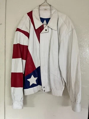 Vintage 90's Georgetown Leather Design USA American flag novelty jacket L - Image 1 of 4