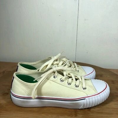 PF Flyers Shoes Womens 6.5 Beige White Canvas Sneakers Classic Sandlot Cap Toe - Image 1 of 4
