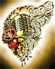 Hart & Soul by Tyler Bredeweg Canvas Giclee Tattoo Art Rockabilly Microphone