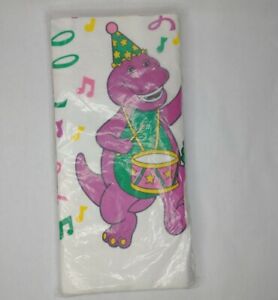 Vintage 1993 Hallmark Barney & Baby Bop Dinosaur Paper Tablecloth New Old Stock