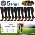 5 Pairs Copper Compression Socks 20-30mmHg Graduated Support Mens Womens S/M-XXL