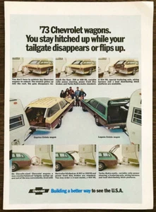 1973 Chevrolet Estate Wagons PRINT AD Caprice Laguna Travel Trailer Hitch - Picture 1 of 1
