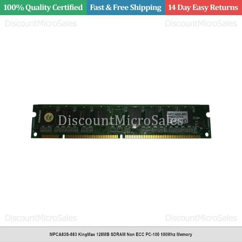 MPCA83S-883 KingMax 128MB SDRAM Non ECC PC-100 100Mhz Memory - Image 1 of 1