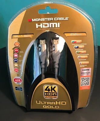 Monster Cable 140869-00 6ft High Speed HDMI Cable 4K UltraHD Gold - Image 1 of 4
