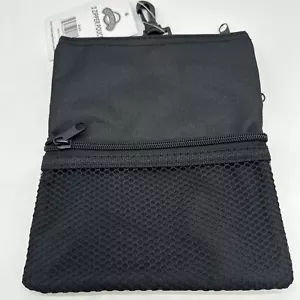 Black 3 Zipper Bag with Clip - 8” By 7” - Mesh Pocket - Picture 1 of 4