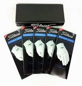 Lot of 5 TITLEIST Perma Soft Women Right Golf Gloves - Wear On Right Pearl White