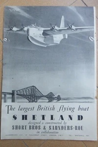 5/1945 PUB SAUNDERS-ROE SHORT BRITISH FLYING BOAT SHETLAND ORIGINAL AD - Imagen 1 de 1