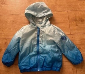 Dunnes Stores Boys Jacket Rain Coat White Blue 18-23 Months Used Rare Embre - Picture 1 of 6
