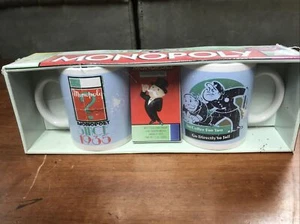 2 Monopoly Mugs No Coffee For You Go Directly To Jail -Question Mark Sealed New - Picture 1 of 4