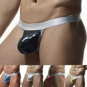 Herren Lackleder glänzend sexy Ausbuchtung Beutel G-String-Tanga Slip Unterhose Club - Bild 1 von 13