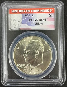 1976 S Eisenhower Dollar History in Your Hands PCGS MS67 Silver - Picture 1 of 2