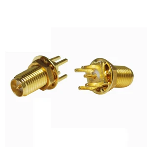 10pcs RP-SMA jack(male pin) End Launch bulkhead PCB Mount solder RF Connector - Picture 1 of 5