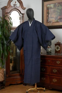 DEAR VANILLA JAPANESE KIMONO MEN'S ROBE GOWN AUTHENTIC JAPAN VINTAGE SAMURAI - Picture 1 of 7
