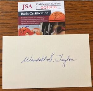 Wendell Taylor signed 3x5 index card, Navy All American, Navy Sports HOF