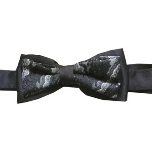 Bow Tie, Adult Pretied Banded, (Black Brocade) - Picture 1 of 2