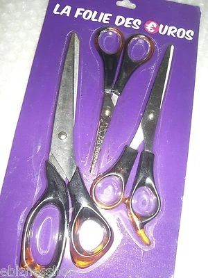 Pack 3 paires De ciseaux neufs droitier gaucher ambidextre 21cm-17cm-13cm - Photo 1/2