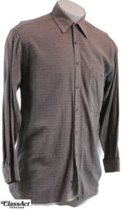 Pierre Cardin Vintage Mens Button Up Shirt Long Sleeve Brown Checked Sz M - Picture 1 of 4