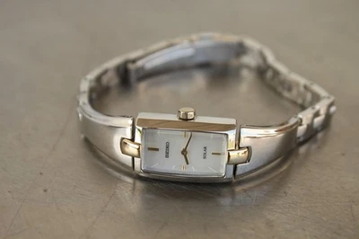 Seiko V116-0AE0 SUP218 Solar 30M Two Tone Stainless Womens Watch WORKS - Image 1 of 4