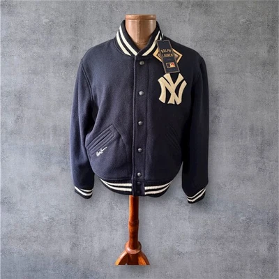 Chaqueta de bombardero de lana Polo Ralph Lauren New York Yankees talla LG NUEVA CON ETIQUETAS a presión Foto 1 de 4
