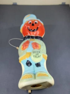 Vintage Halloween Zucca Spaventapasseri Soffia Stampo Illumina 35" Decorazione Trucco - Foto 1 di 17