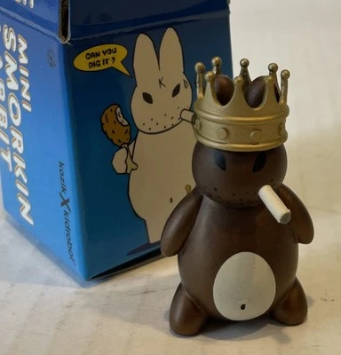 Kidrobot MINI SMORKIN LABBIT Now with Fried Chicken King Crown Brown Kozik Box - Image 1 of 4