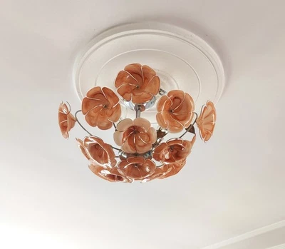 Lámpara de araña vintage de cristal de Murano marrón de los años 80 Foto 1 de 4