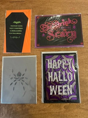 4 PAPYRUS Halloween Cards | Coffin, Spider, Eat Drink & Be Scary - Image 1 of 4