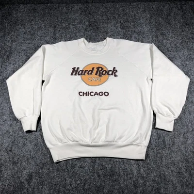 Sudadera De Colección Hard Rock Café Para Hombre XL Blanca Chicago Cuello Redondo Yunque EE. UU. 90s Foto 1 de 4