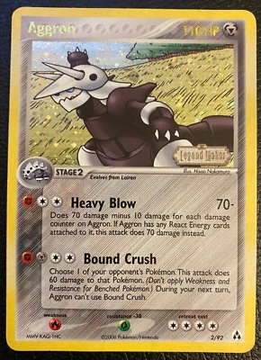 Pokémon TCG - Aggron 2/92 - EX Legend Maker (2006) - Reverse Holo Stamped - HP - Image 1 of 4