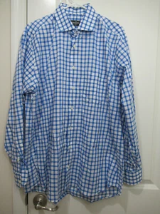 Gitman Bros spread-collar cotton poplin shirt in blue & white check size XL EUC! - Picture 1 of 5