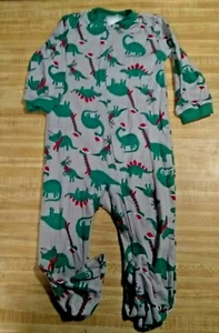 Child of Mine Baby Unisex Size 6-9 Months 100% Cotton Gray Santa Dinosaur Pajama - Picture 1 of 1