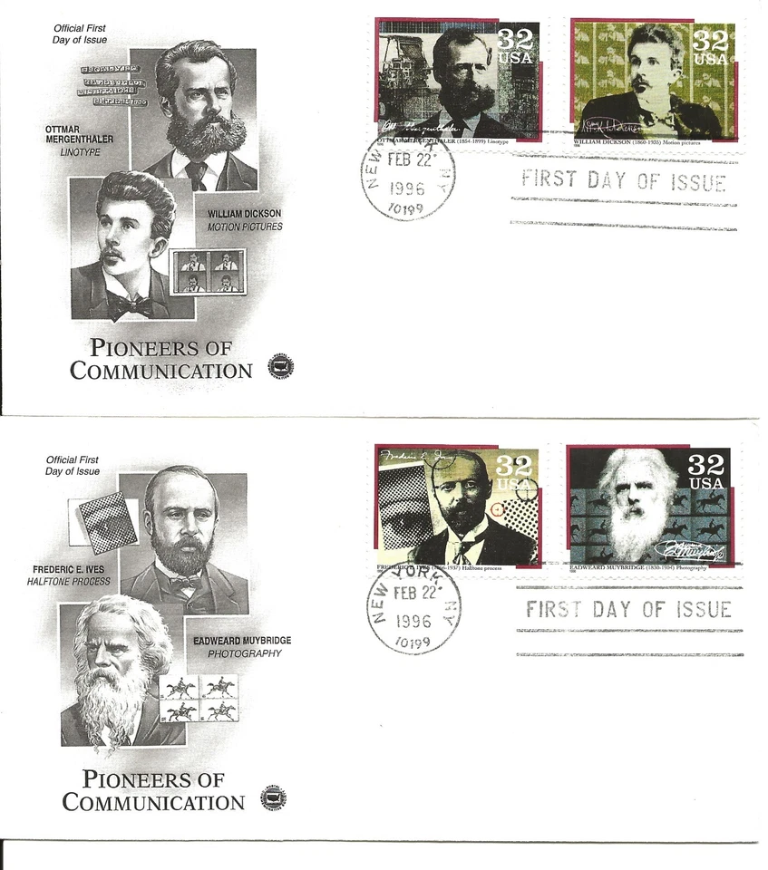 US Scott #3161-64, First Day Covers 2/22/96 New York Pairs Communication - Image 1 of 1