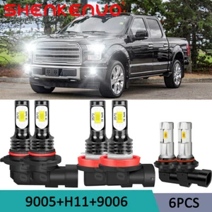For 2015-2019 Ford F150 6Pcs 6000K LED Headlight Hi/Lo + Fog Light Bulbs SKN - Picture 1 of 12