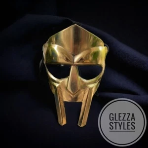 Golden MF Doom Mask 18G Steel Gladiator Mad-villain Face Armor Medieval Helmet - Picture 1 of 4