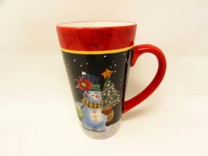 Schneeball Schneemann von Certified International Latte Becher Schneemann, roter Rand b68 - Bild 1 von 3