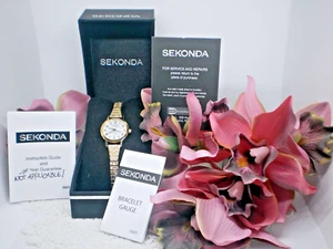 SEKONDA 22mm LADIES G.P. STRETCH BAND W/- M.O. PEARL DIAL SK4677 - NEEDS BATTERY - Picture 1 of 7