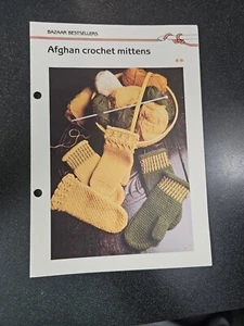 Marshall Cavendish Adult Afghan Mittens Vintage Crochet Pattern - Picture 1 of 3