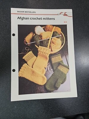 Marshall Cavendish Adult Afghan Mittens Vintage Crochet Pattern  - Image 1 of 3