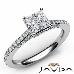 Bridge Accent Pave Setting Princess Cut Diamond Engagement Ring GIA D SI1 1.15Ct - Picture 1 of 3