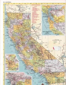1953 Vintage California Map / 9x12 Great For Framing or Wall Art / 70+ years old - Picture 1 of 1