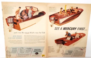 Annonce couleur 2 pages moteur hors-bord Mercury papier original vintage 1958 - GL254 - Photo 1/7