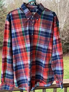Southern Pines Men Button Down Dress Shirt L/S Multi Plaid Colorful Preppy - Picture 1 of 18