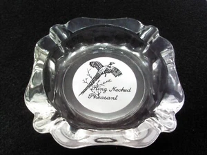 Ring Necked Pheasant Clear Glass Ashtray 4" x 4" - Picture 1 of 3