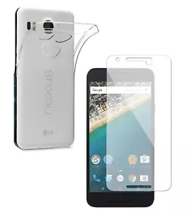 For LG GOOGLE NEXUS 5X TEMPERED GLASS SCREEN PROTECTOR + CLEAR SILICONE TPU CASE - Picture 1 of 12