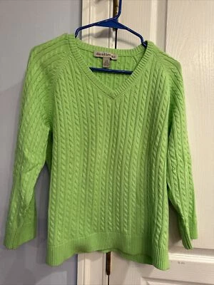 Women’s David Brooks Green VNECK Cotton Sweater NWOT LARGE - Image 1 of 4