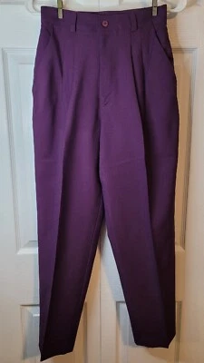 KATHIE LEE Collection Polyester Dress Pants Size 30 Petite Purple Plum Pleated - Image 1 of 4
