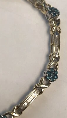 14k 2 tone 1.96 CTW Round Diamond "X" link tennis Womens bracelet AUTHENTIC - Image 1 of 4