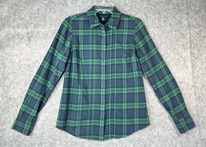 Tommy Hilfiger Navy & Green Tartan Plaid Button Up Shirt Long Sleeve Top Size S - Picture 1 of 11