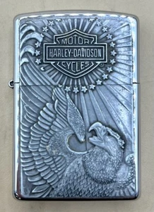 ZIPPO HARLEY DAVIDSON EAGLE STARS & STRIPES BRASS LIGHTER (MVP023692) - Picture 1 of 4