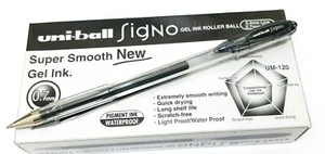 12 X Uni-Ball Signo UM-120 Gel Ink Rollerball Pens - Black Gel Ink - 0.7mm Nib - Picture 1 of 2